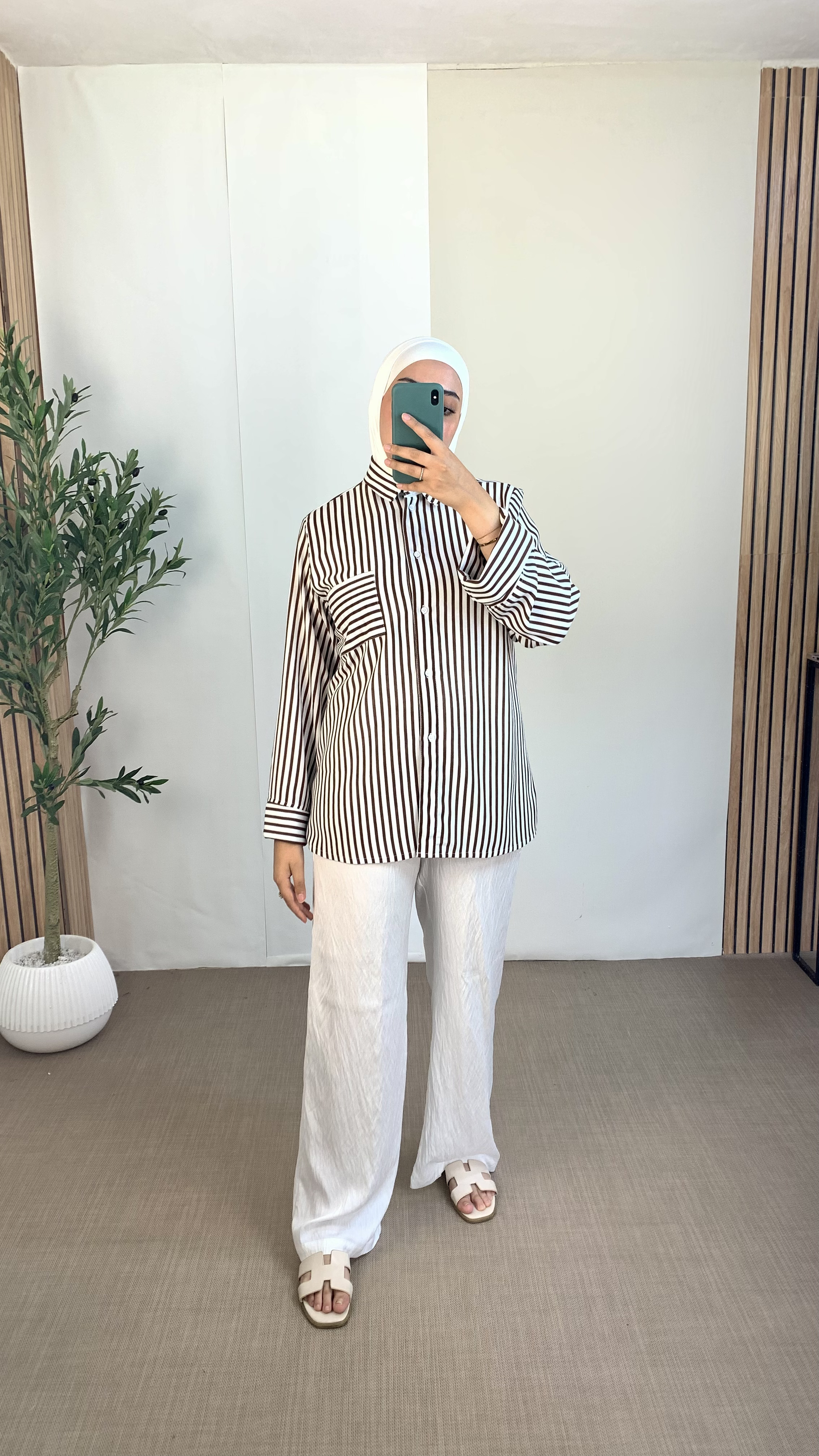 Ensemble à rayures  - Taille: Taille 1= 36-40 | Couleur: Marron