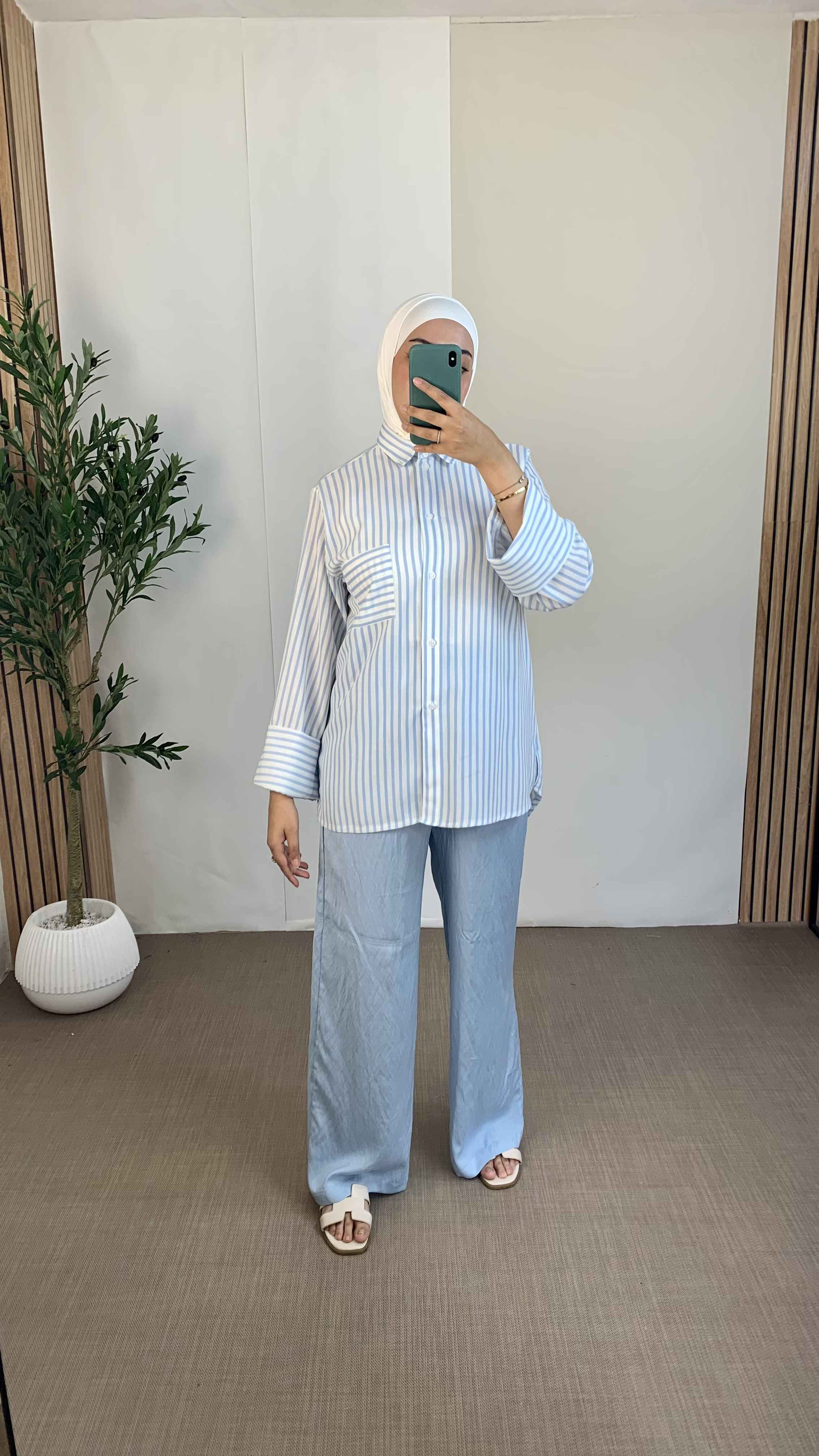Ensemble à rayures  - Taille: Taille 1= 36-40 | Couleur: Bleu ciel 