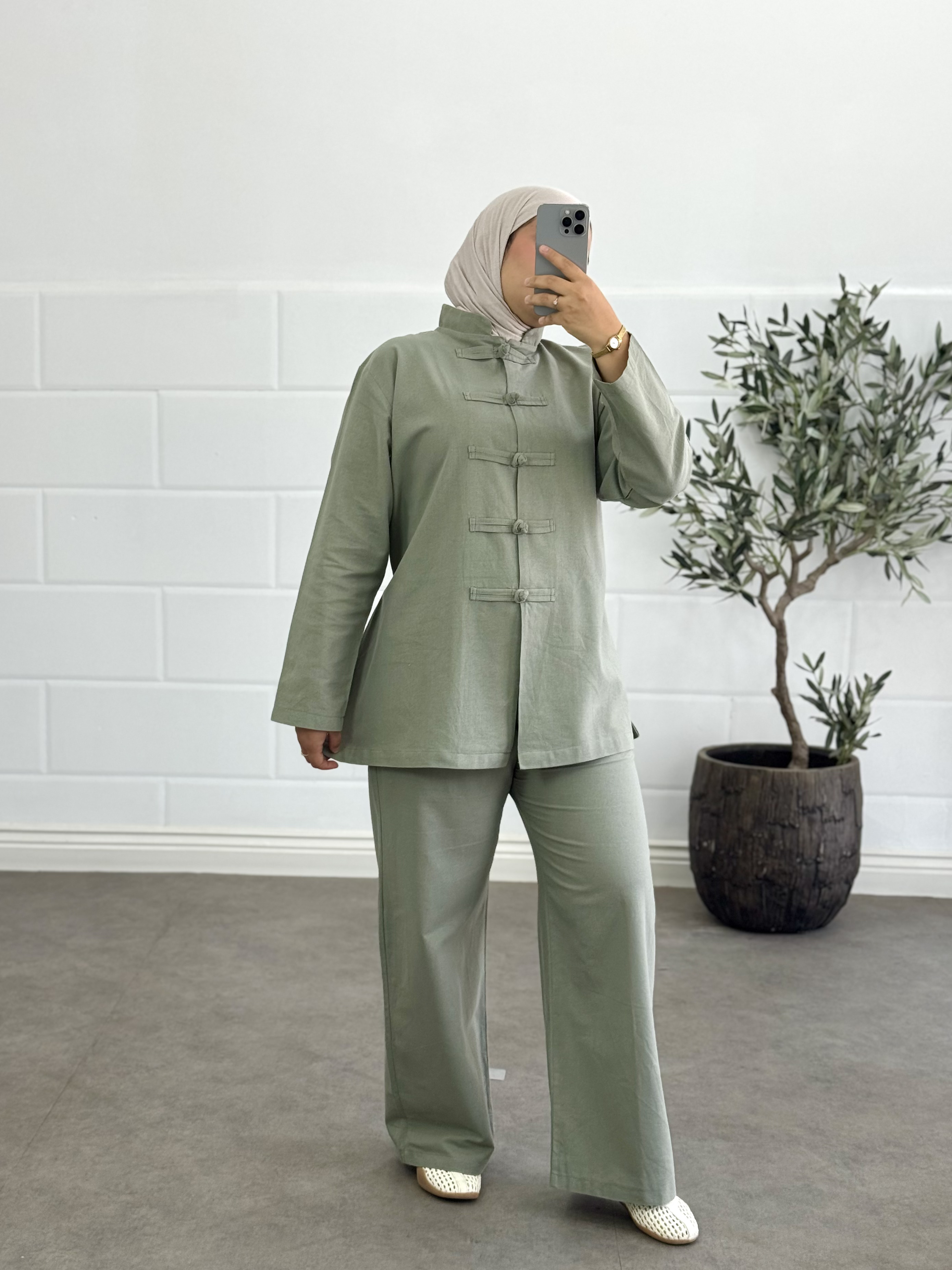Ensemble chinois  - Taille: Taille 1 = 36-40 | Couleur: Vert 