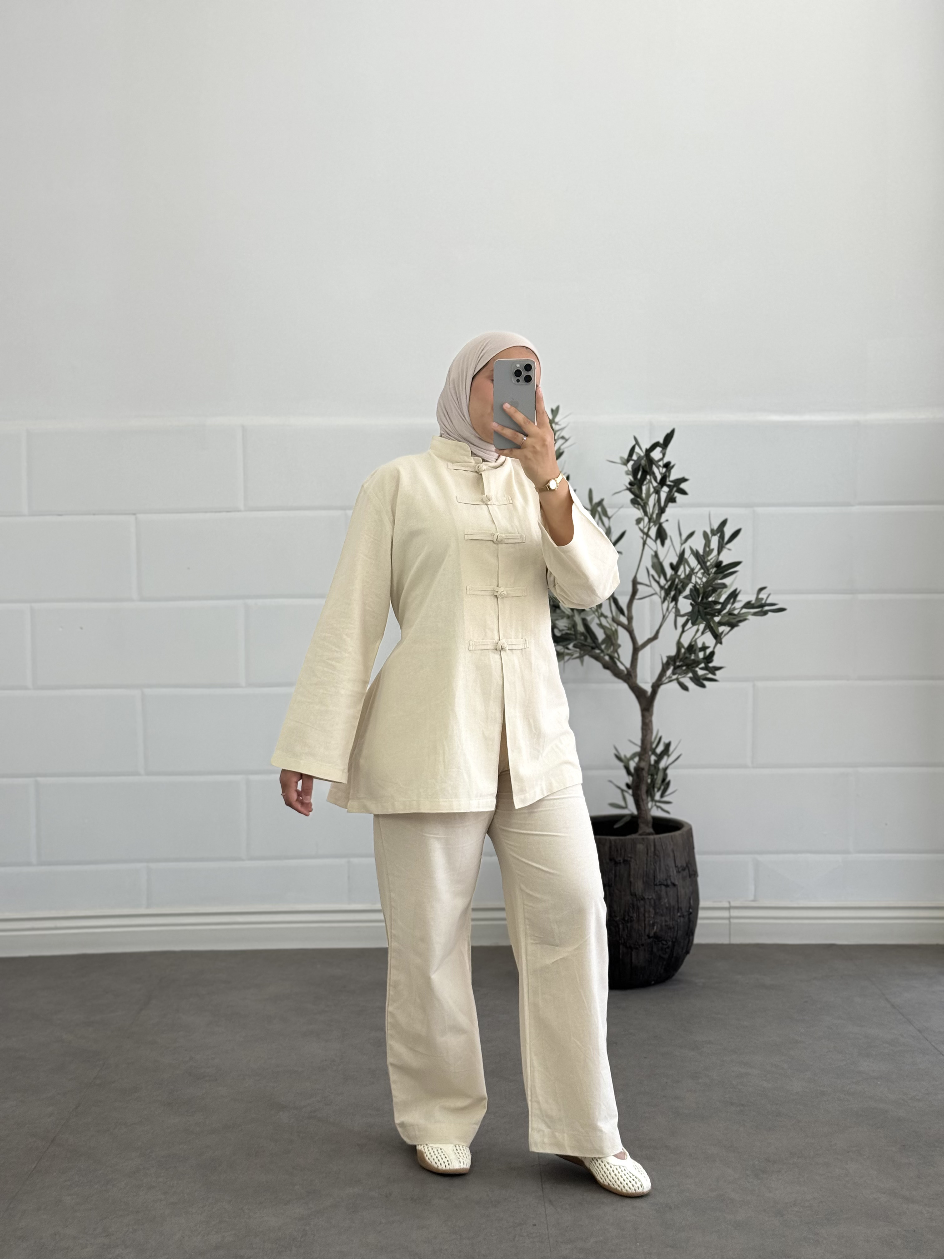 Ensemble chinois  - Taille: Taille 1 = 36-40 | Couleur: Beige 